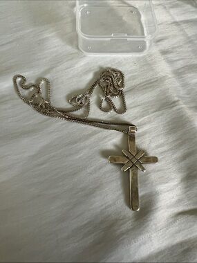 Antique Cross Pendant Necklace in Sterling Silver